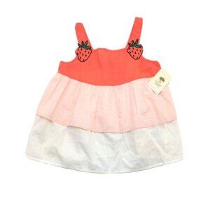Tucker Tate NORDSTROM Girls Tank Top Size 6 Coral Strawberry Chambray $35 NEW